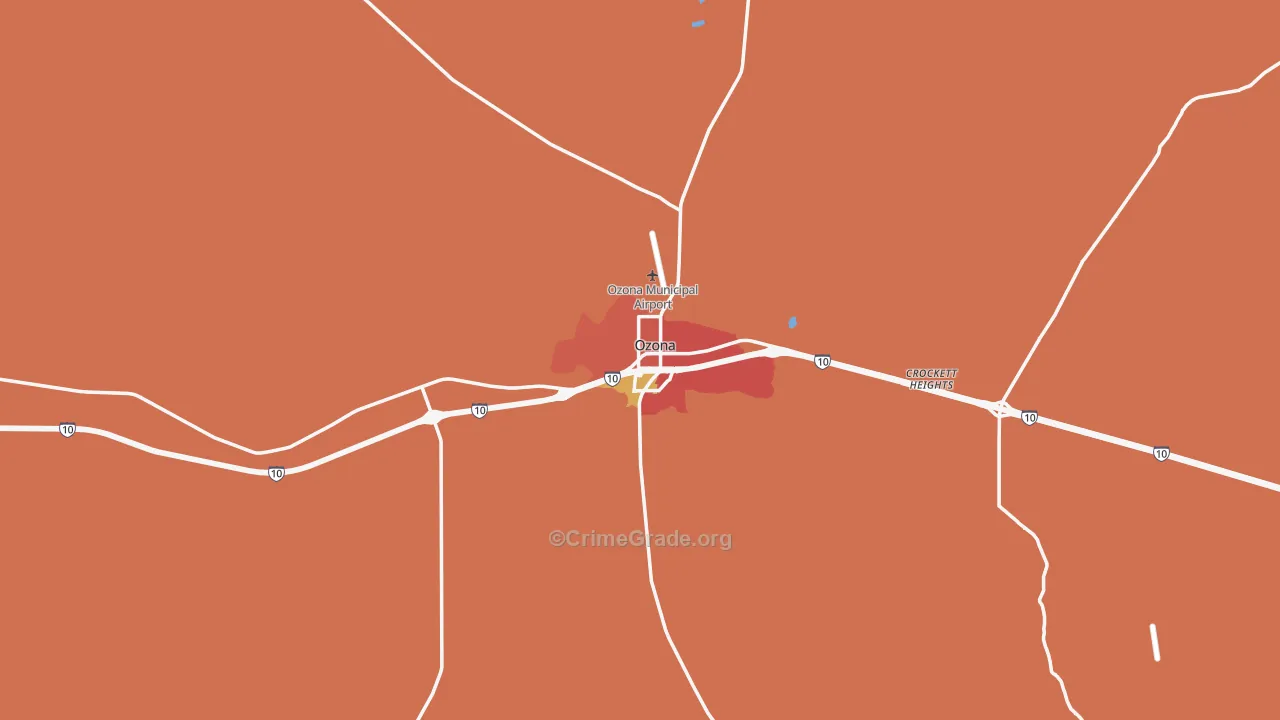 Ozona, TX Map of Robbery Rates