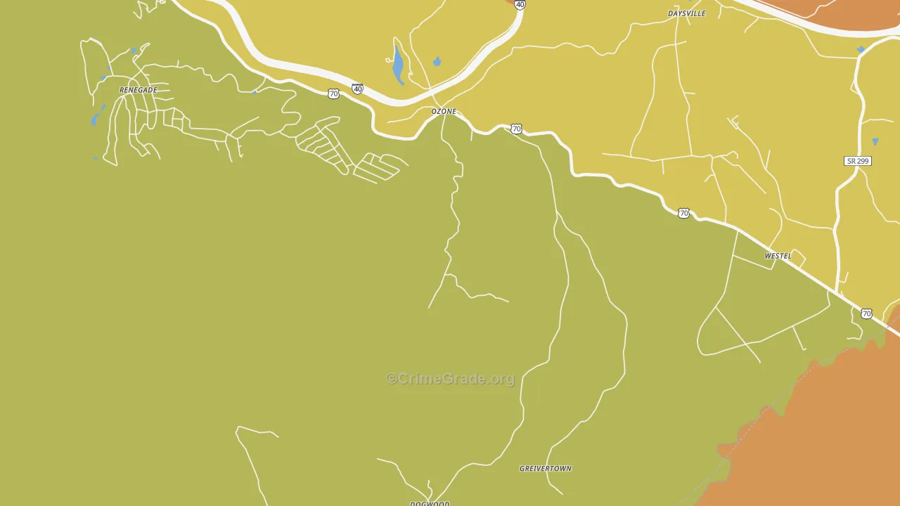 Ozone, TN Map of Robbery Rates