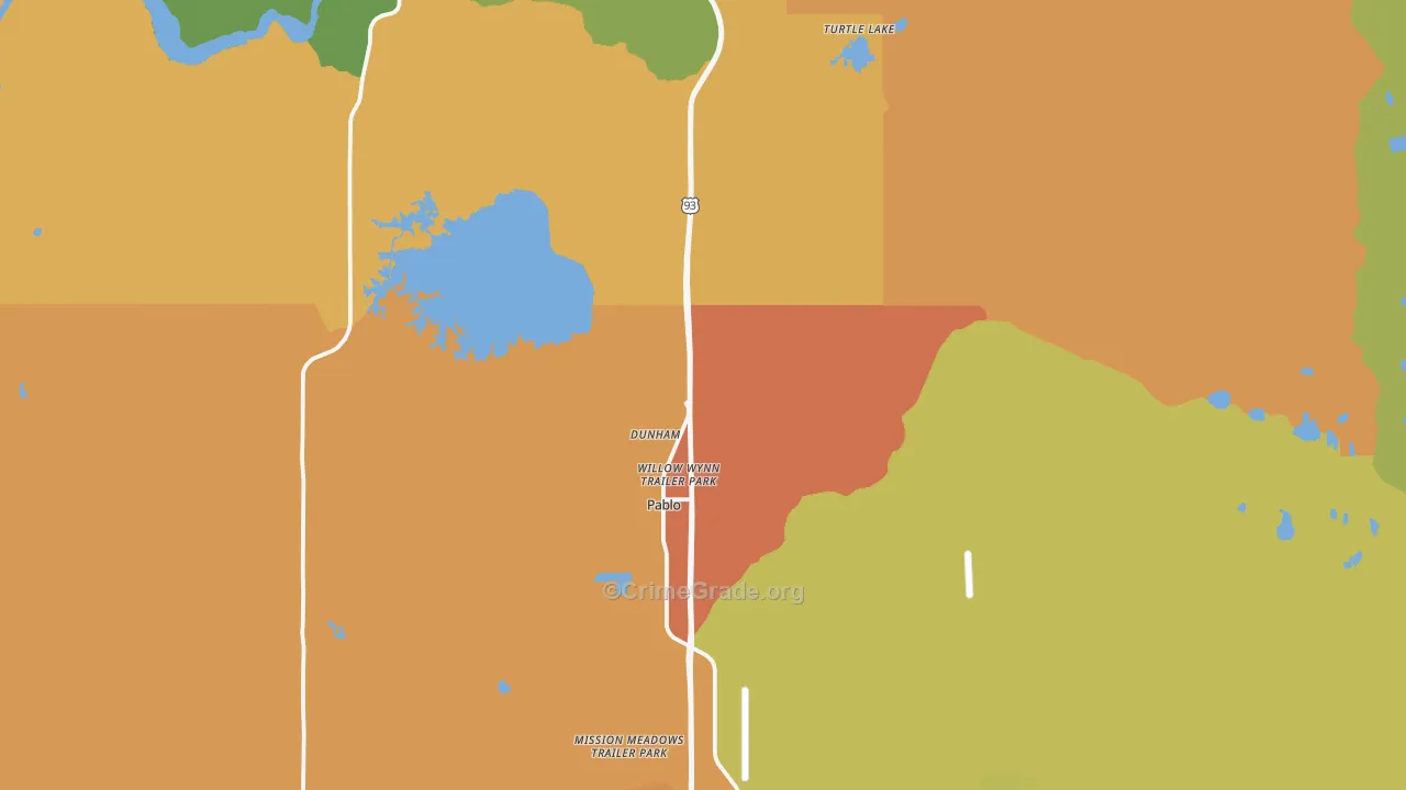 Pablo, MT Map of Robbery Rates