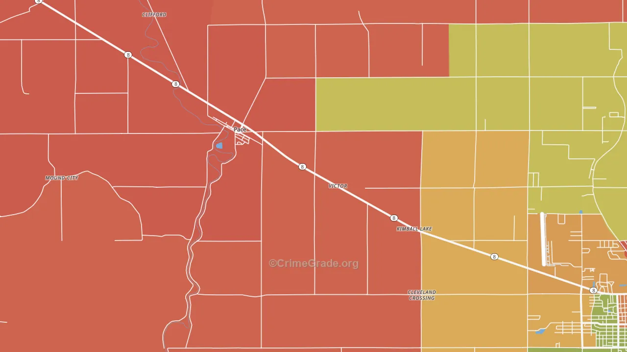 Pace, MS Map of Robbery Rates