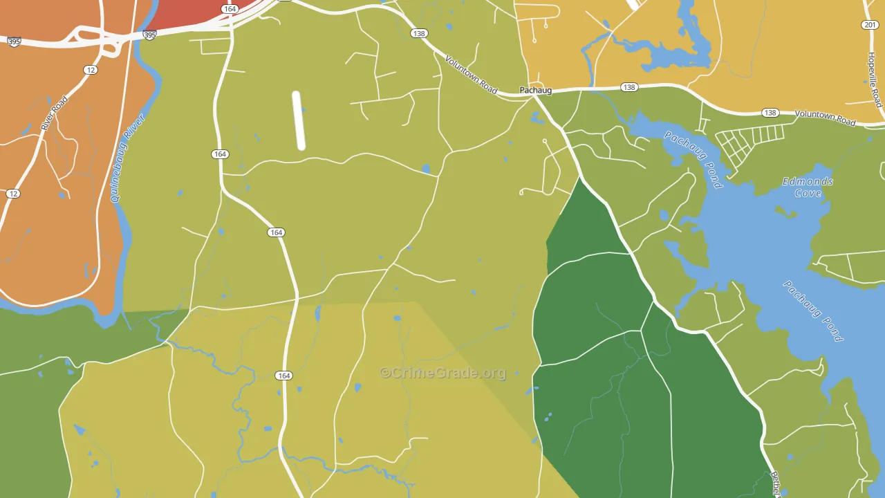 Pachaug, CT Map of Robbery Rates