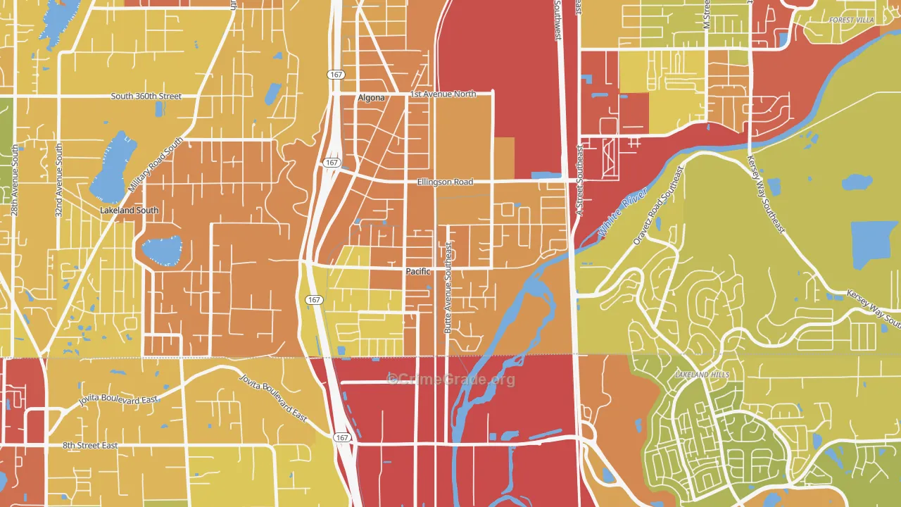 Pacific, WA Map of Robbery Rates