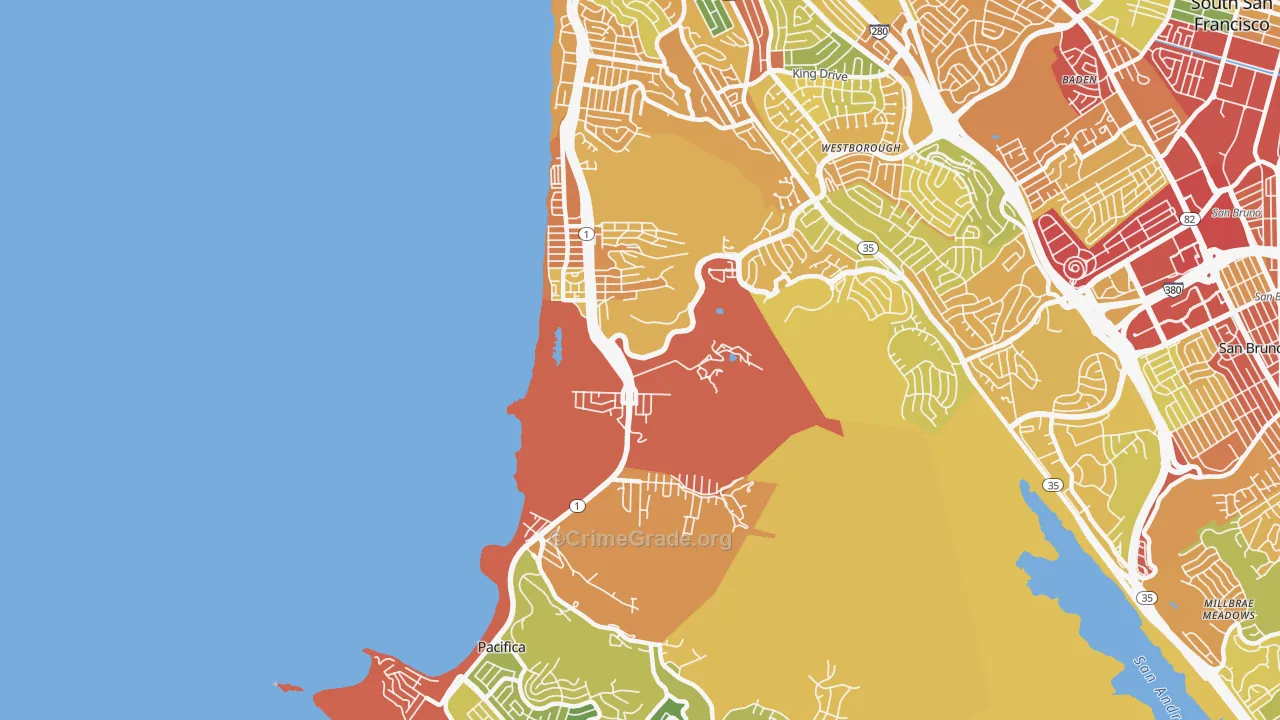 Pacifica, CA Map of Robbery Rates