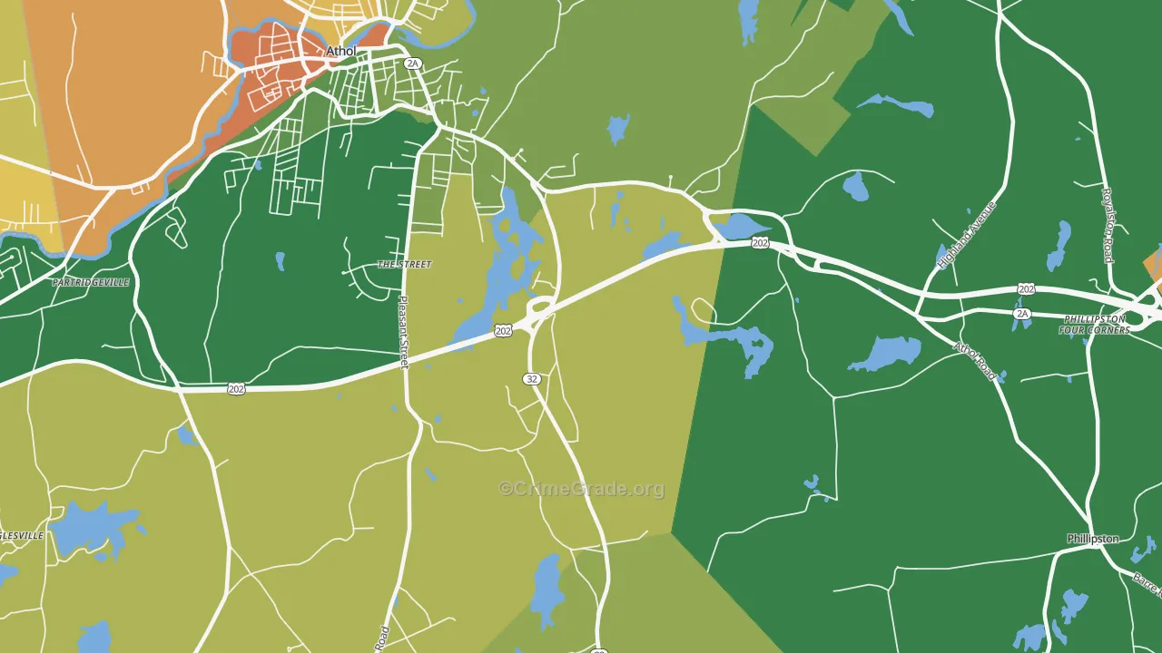 Packard Heights, MA Map of Robbery Rates