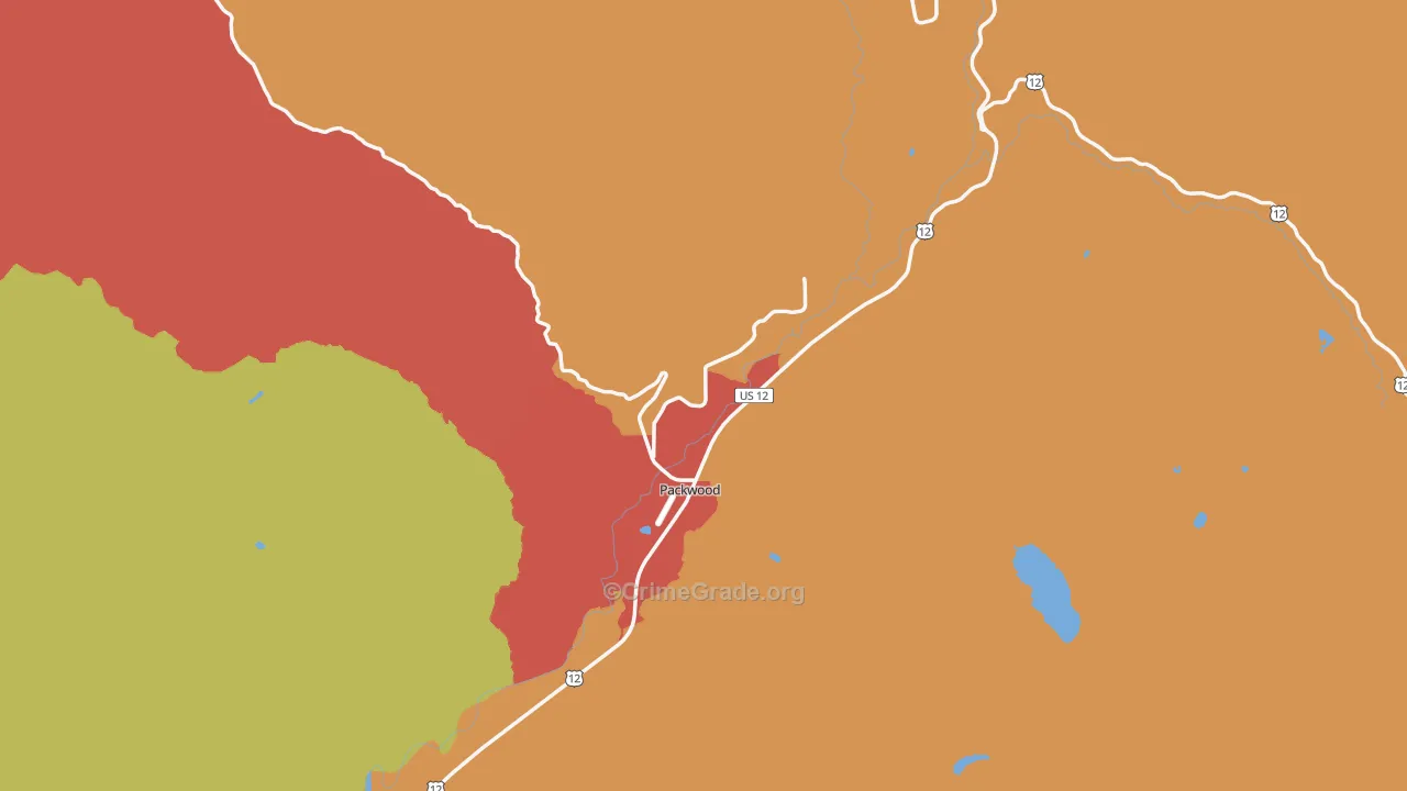 Packwood, WA Map of Robbery Rates