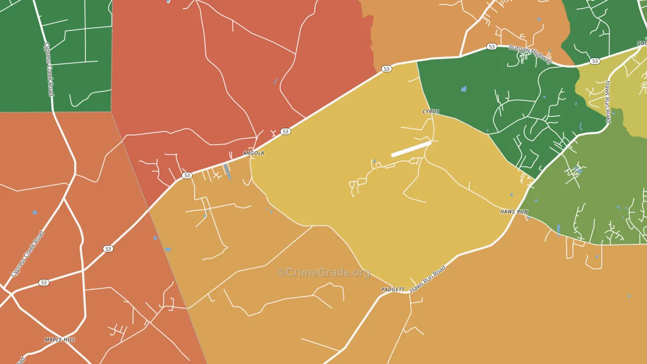 Padgett, NC Map of Robbery Rates