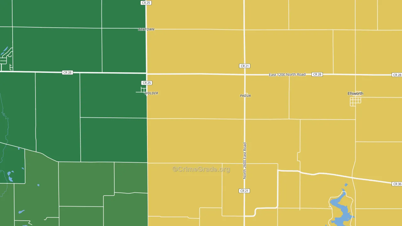 Padua, IL Map of Robbery Rates