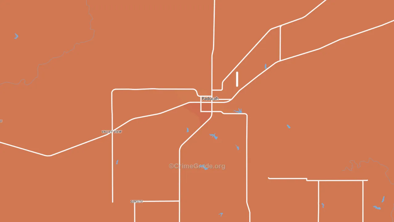 Paducah, TX Map of Robbery Rates