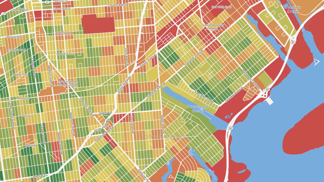 Paerdegat, Brooklyn, NY Map of Robbery Rates
