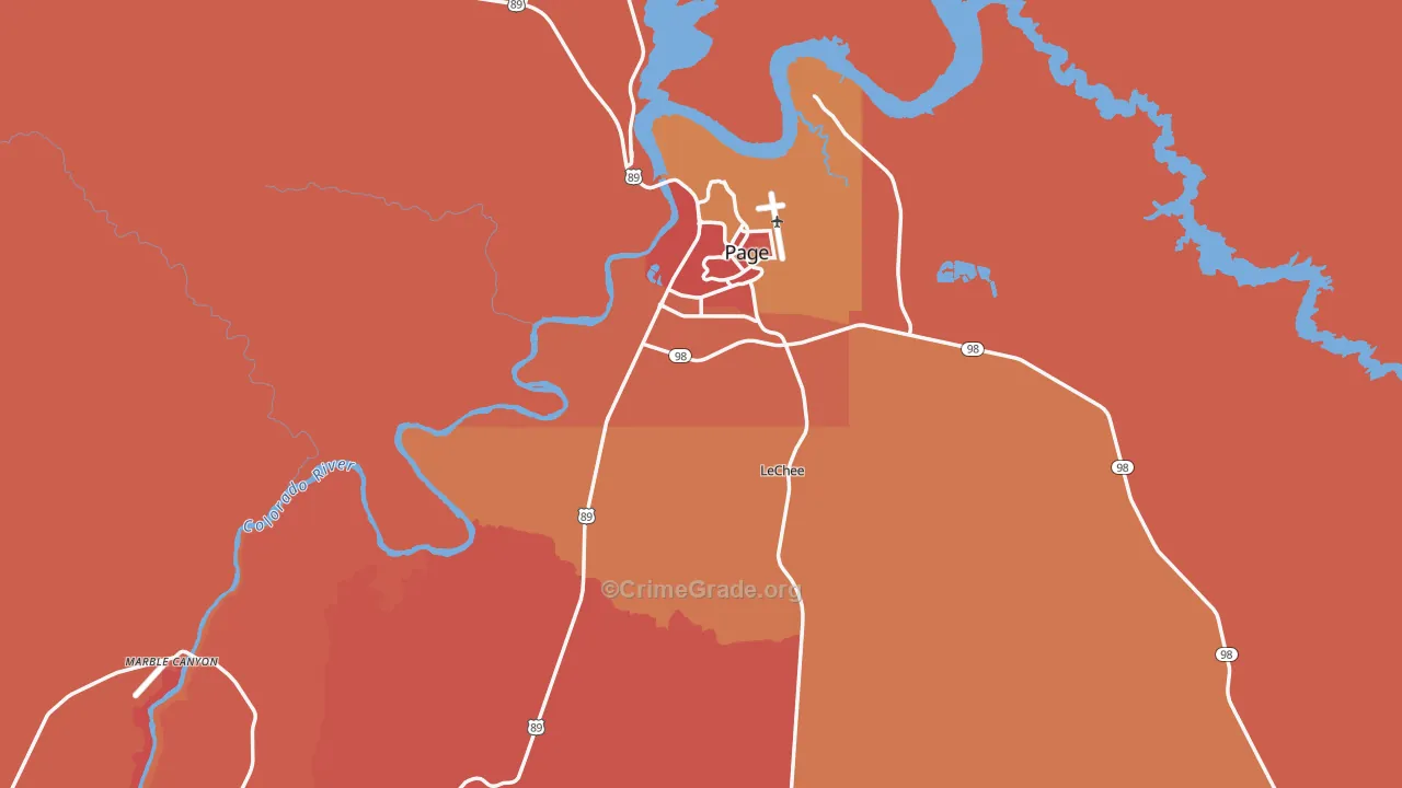 Page, AZ Map of Robbery Rates