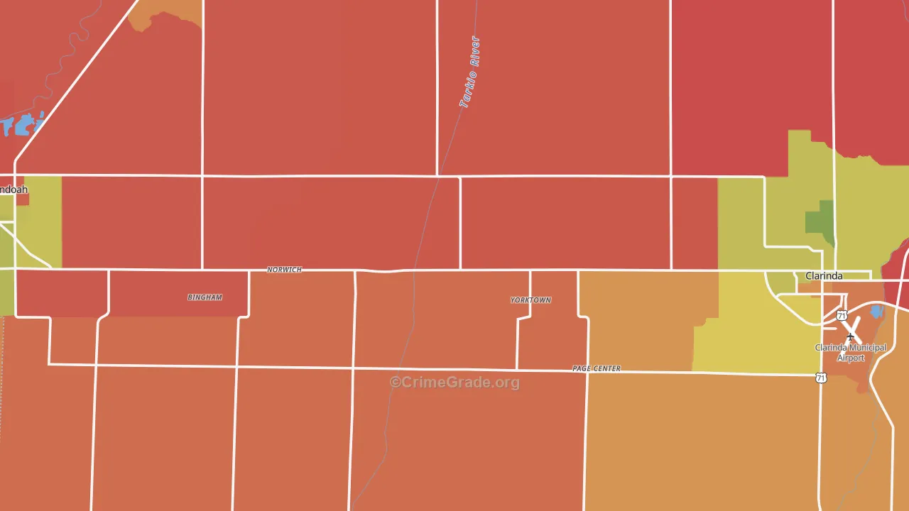 Page County, IA Map of Robbery Rates