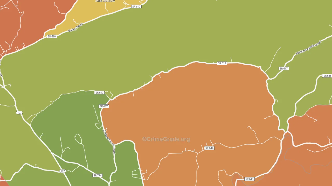 Page Hollow, VA Map of Robbery Rates