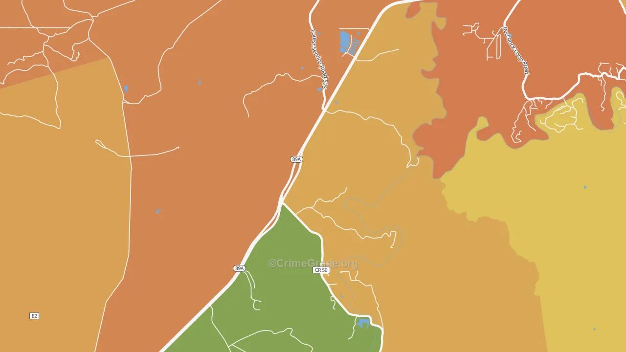 Page Springs, AZ Map of Robbery Rates