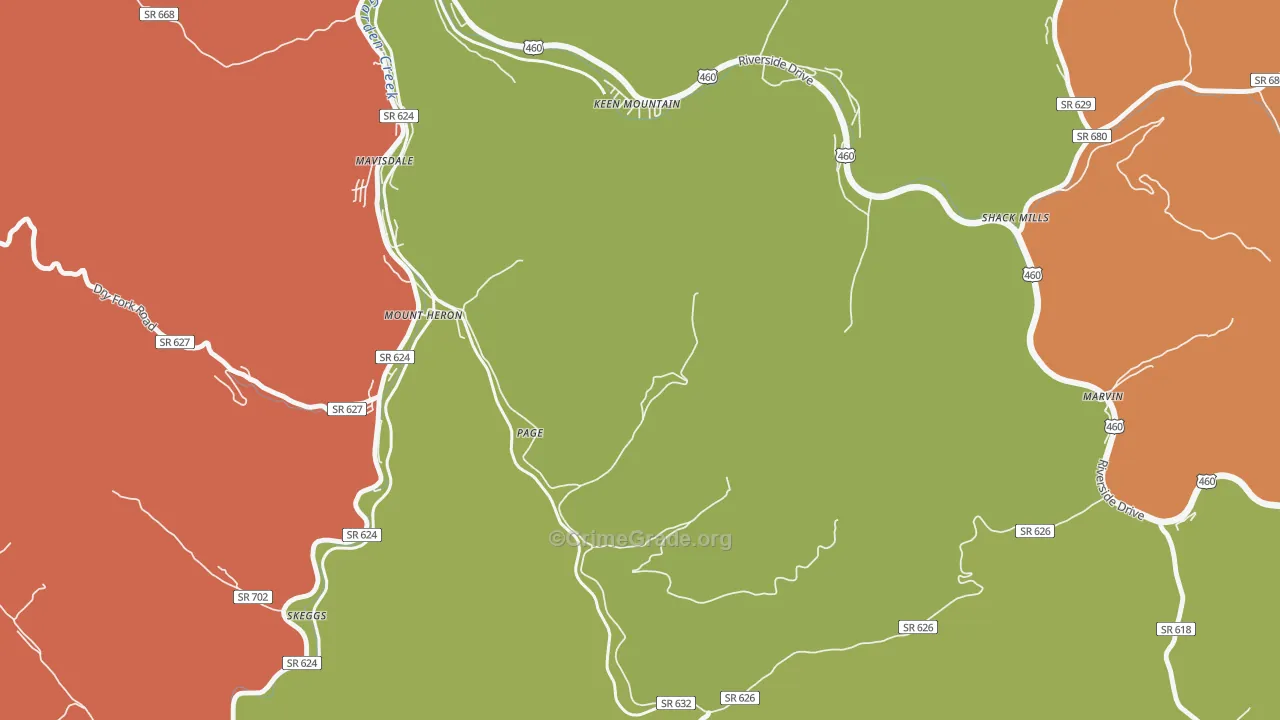 Page, VA Map of Robbery Rates