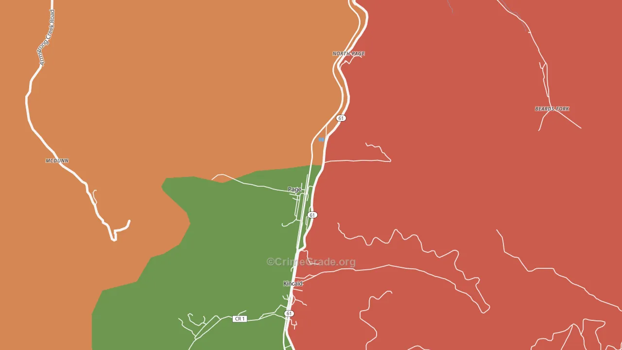 Page, WV Map of Robbery Rates