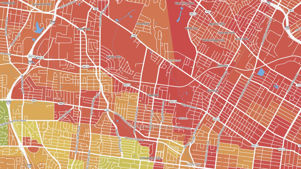 Pagedale, MO Map of Robbery Rates
