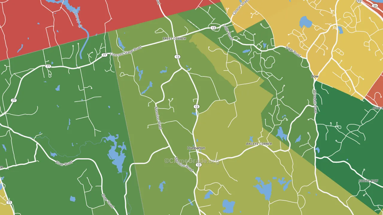 Pages Corner, NH Map of Robbery Rates