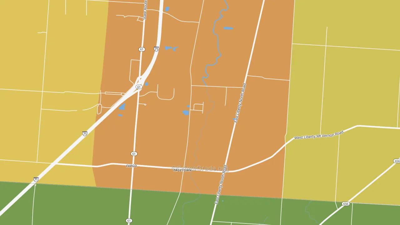 Pagetown, OH Map of Robbery Rates