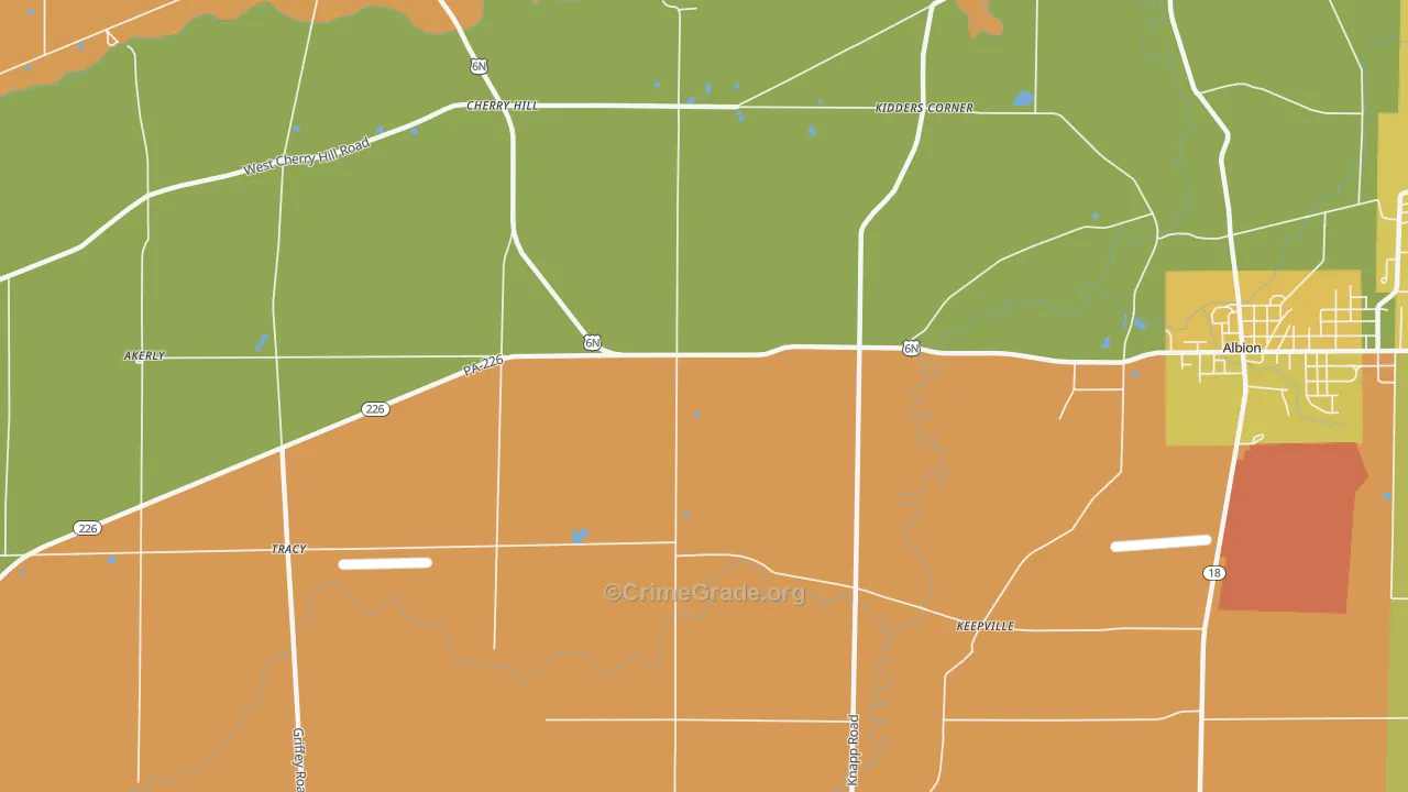 Pageville, PA Map of Robbery Rates