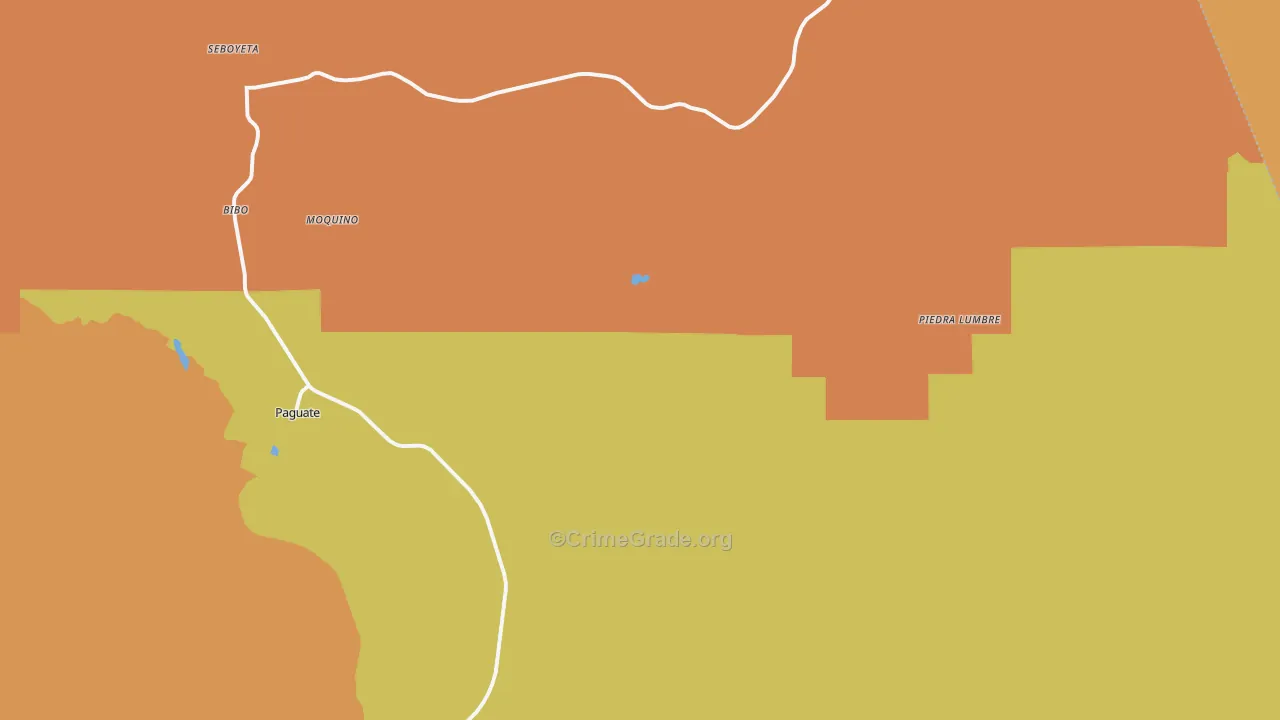 Paguate, NM Map of Robbery Rates
