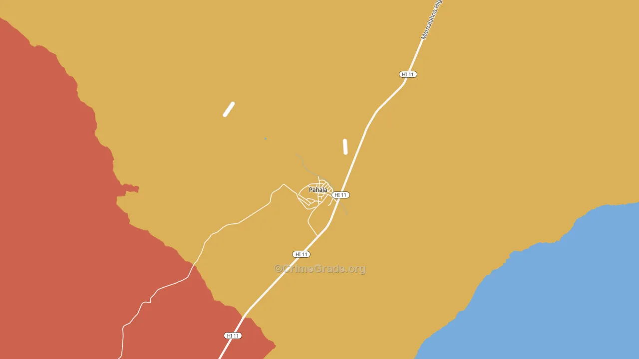 Pahala, HI Map of Robbery Rates