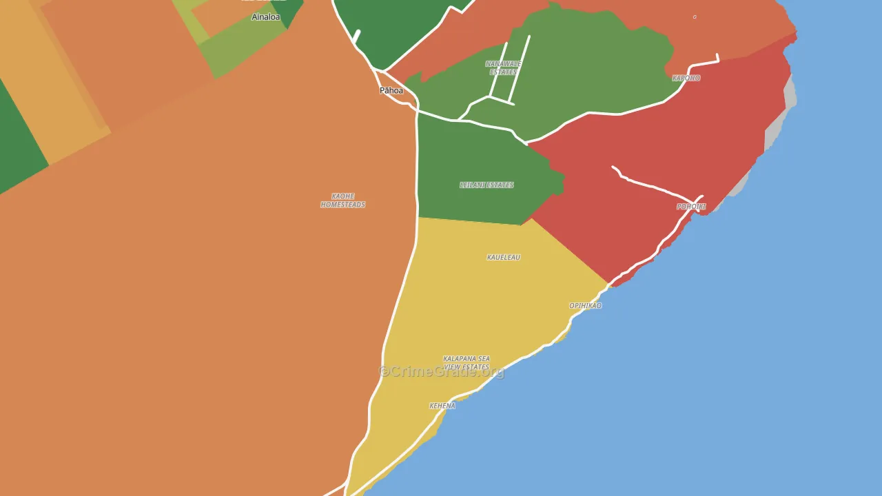 Pahoa, HI Map of Robbery Rates