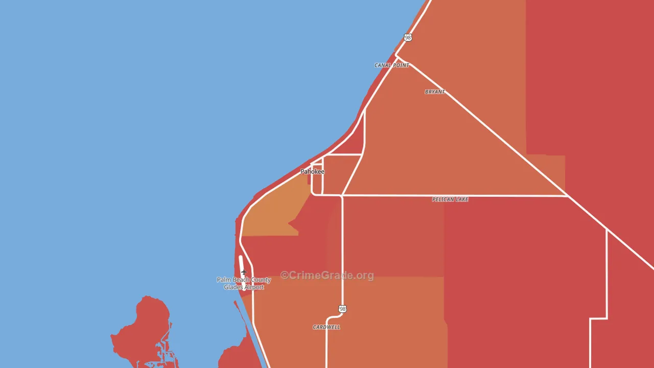 Pahokee, FL Map of Robbery Rates