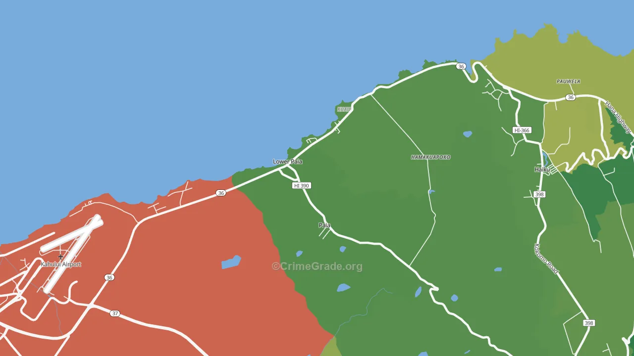 Paia, HI Map of Robbery Rates
