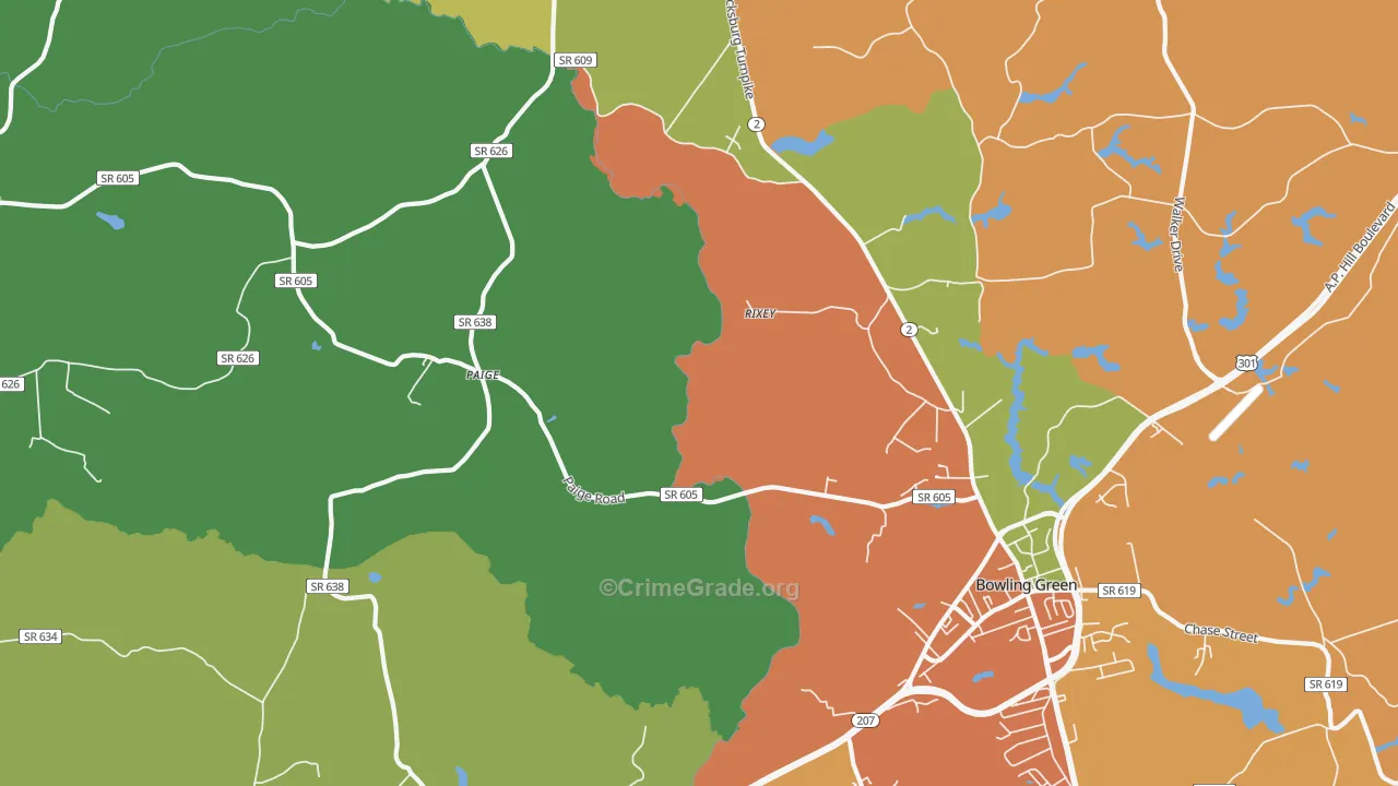 Paige, VA Map of Robbery Rates