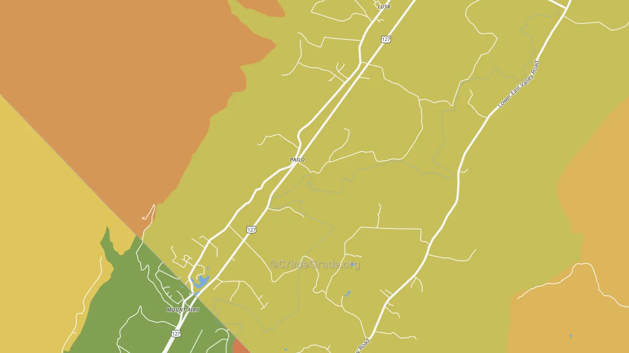Pailo, TN Map of Robbery Rates