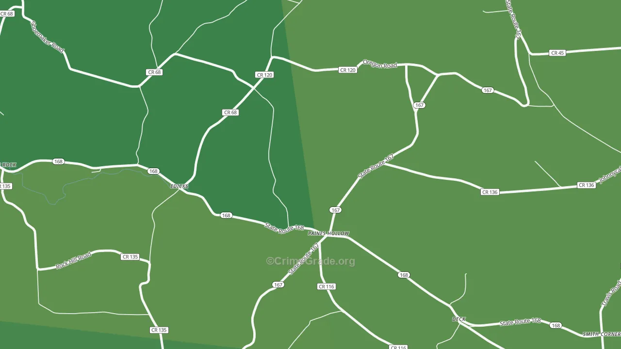 Paines Hollow, NY Map of Robbery Rates