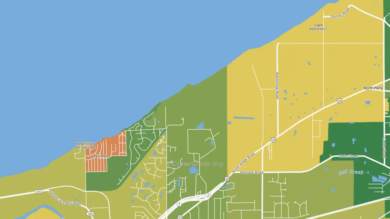 Painesville on the Lake, OH Map of Robbery Rates
