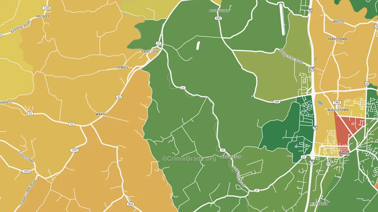 Paint Lick, KY Map of Robbery Rates