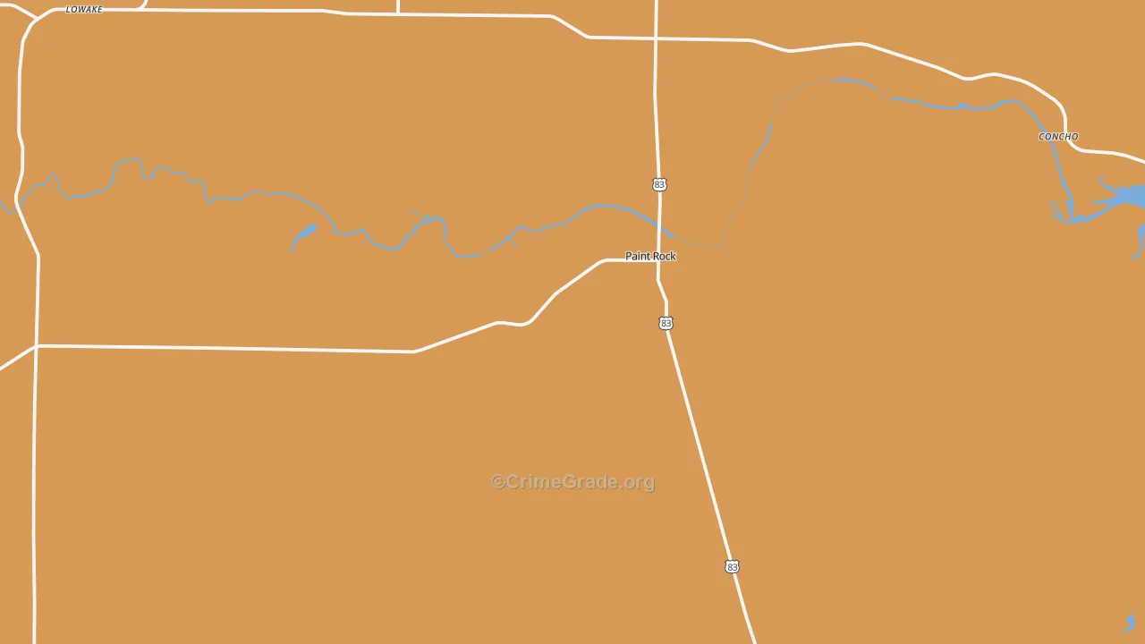 Paint Rock, TX Map of Robbery Rates
