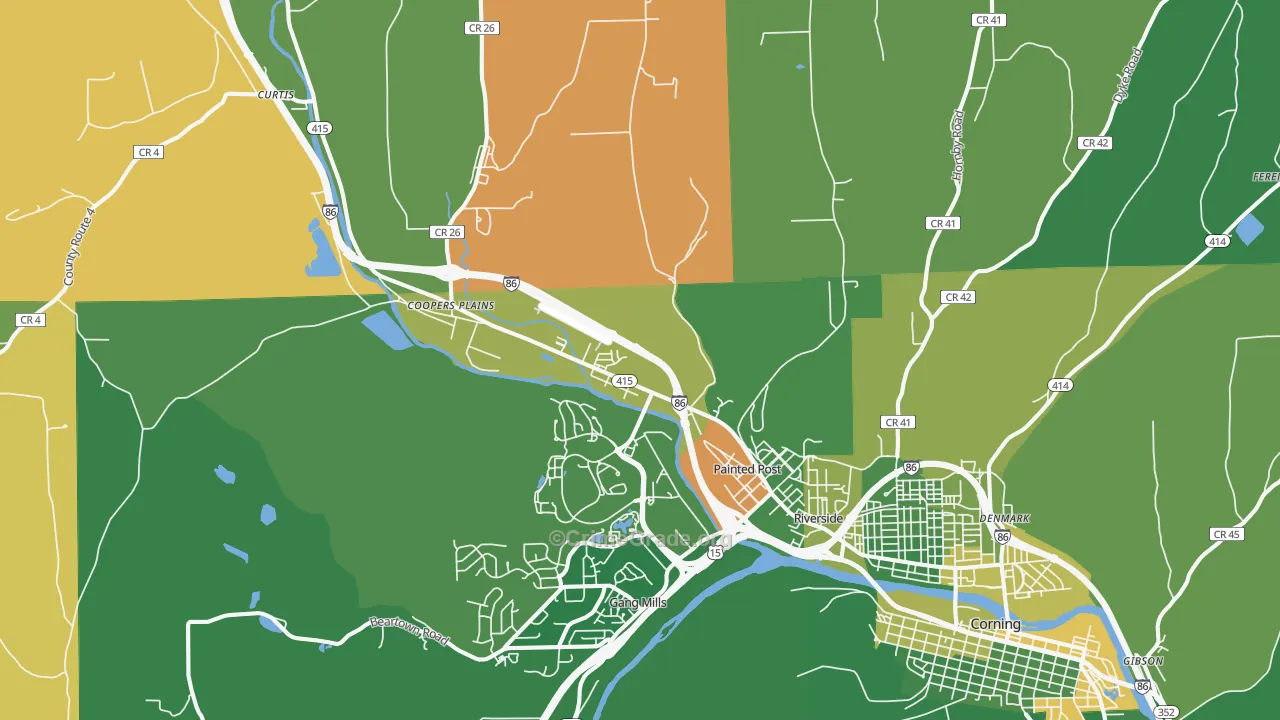 Painted Post, NY Map of Robbery Rates