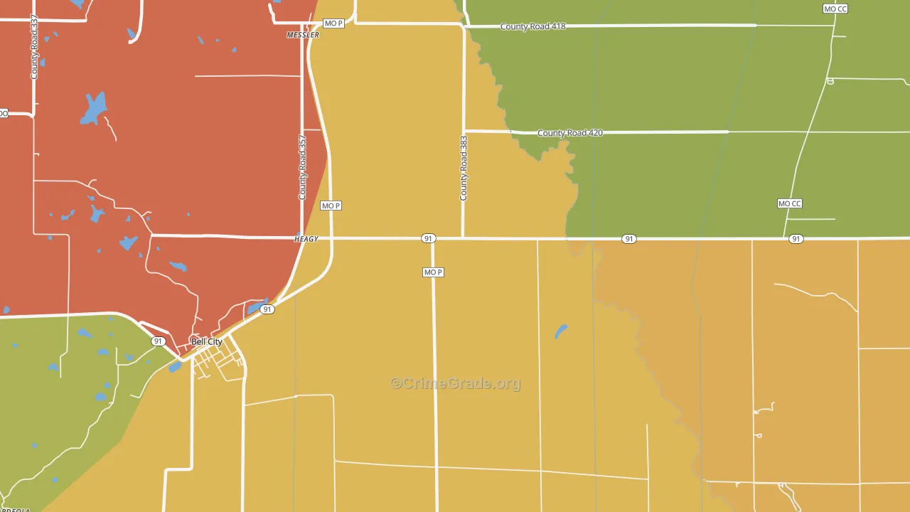 Painton, MO Map of Robbery Rates