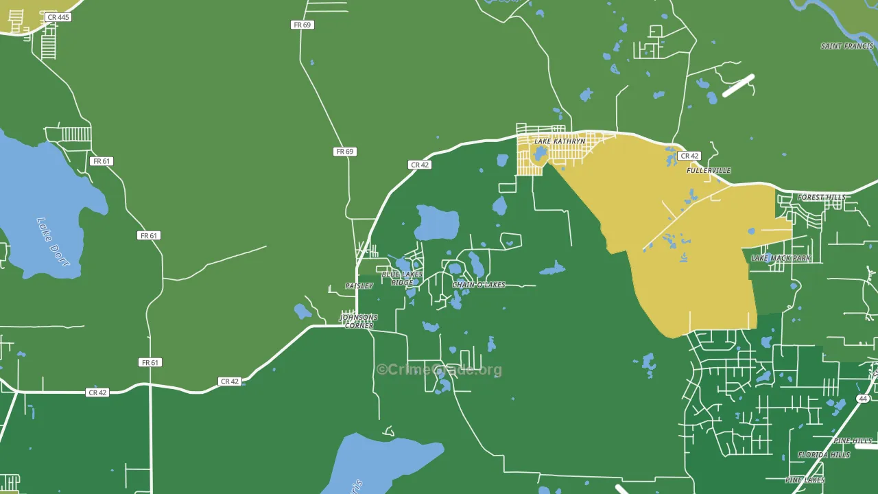 Paisley, FL Map of Robbery Rates