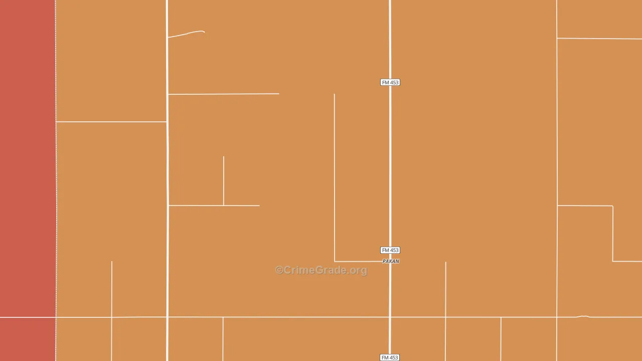 Pakan, TX Map of Robbery Rates