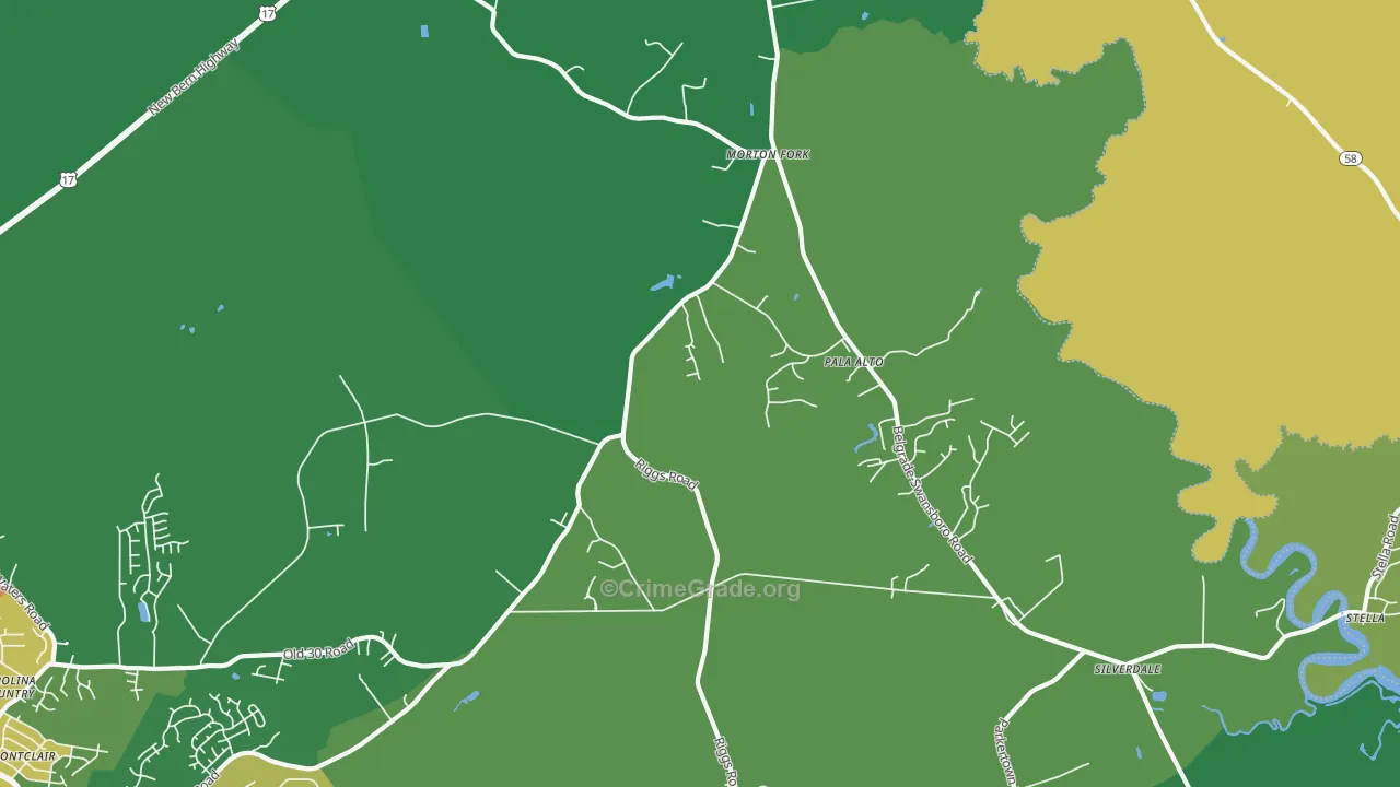 Pala Alto, NC Map of Robbery Rates