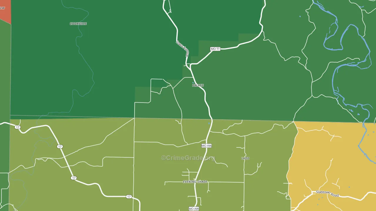 Palace, MO Map of Robbery Rates