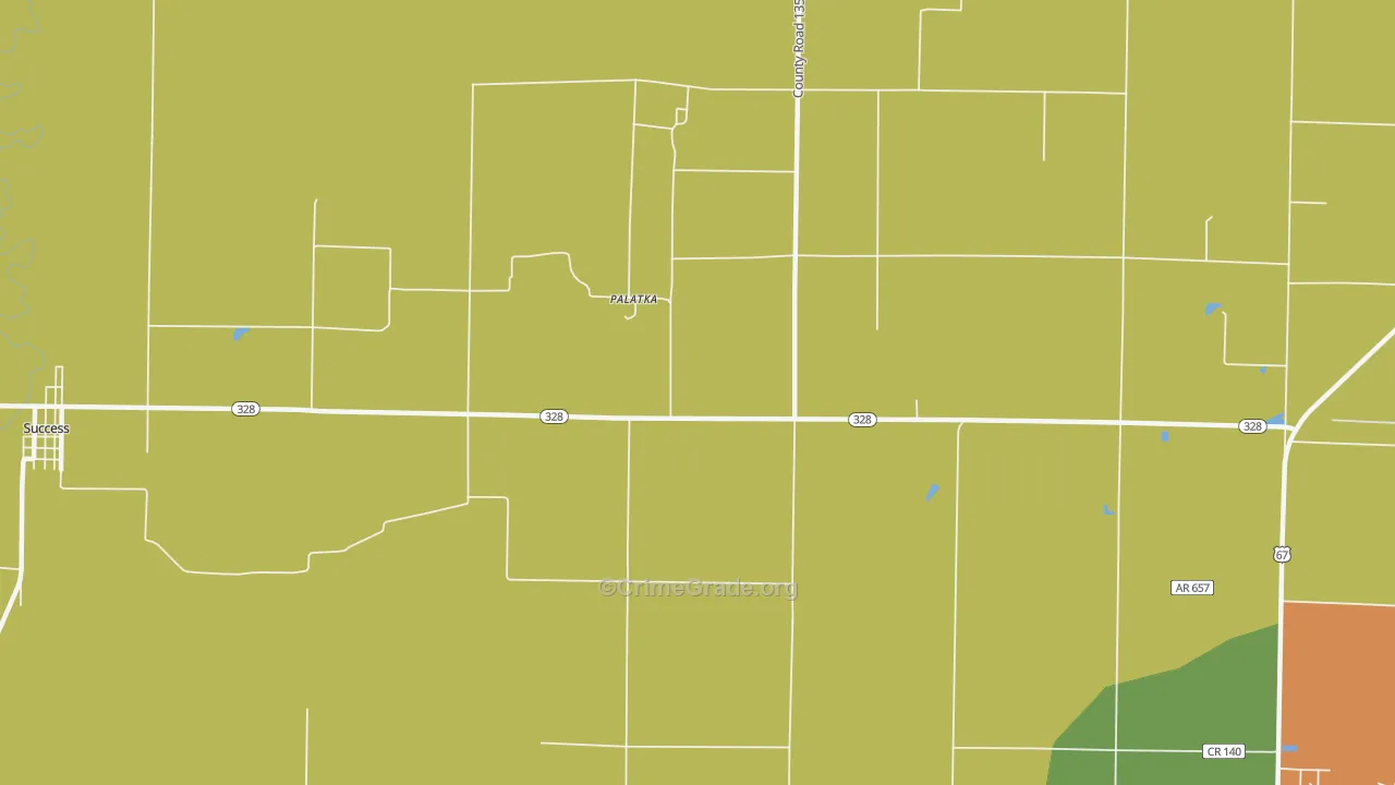 Palatka, AR Map of Robbery Rates