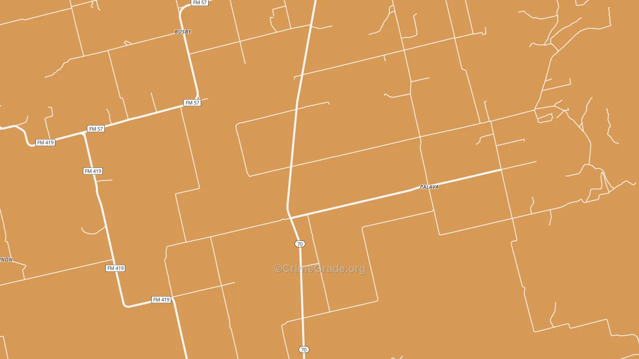 Palava, TX Map of Robbery Rates
