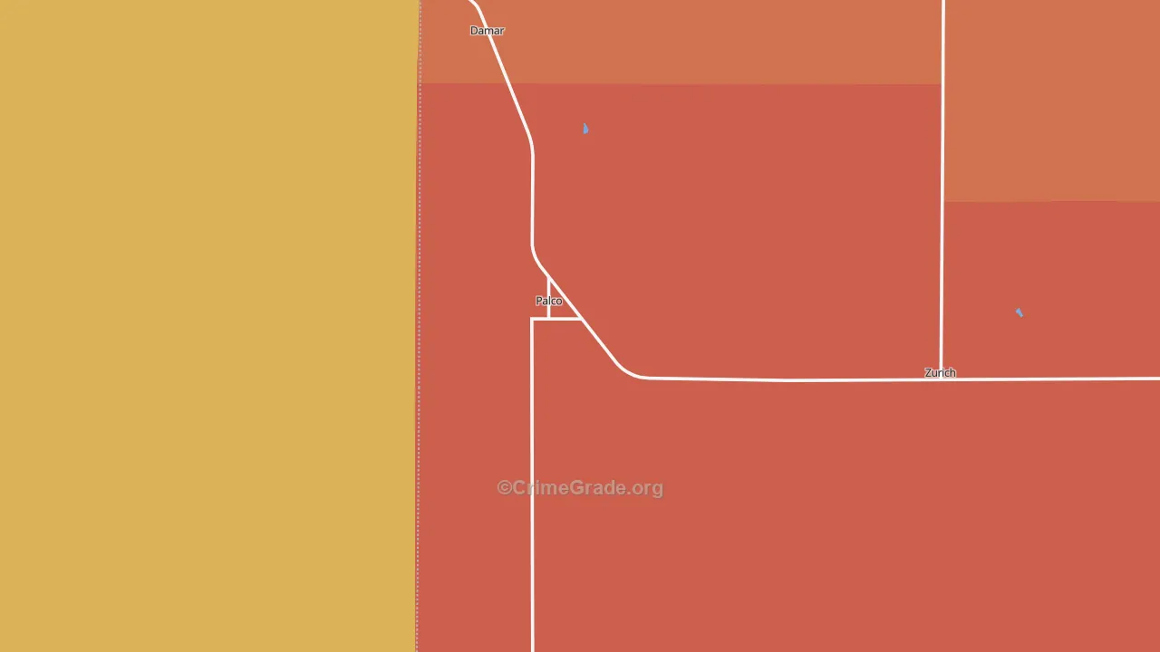 Palco, KS Map of Robbery Rates