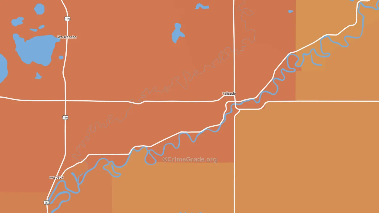Palisade, MN Map of Robbery Rates