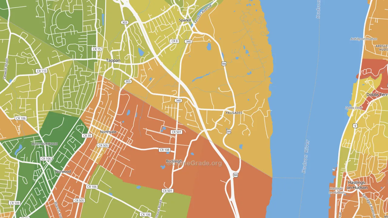 Palisades, NY Map of Robbery Rates