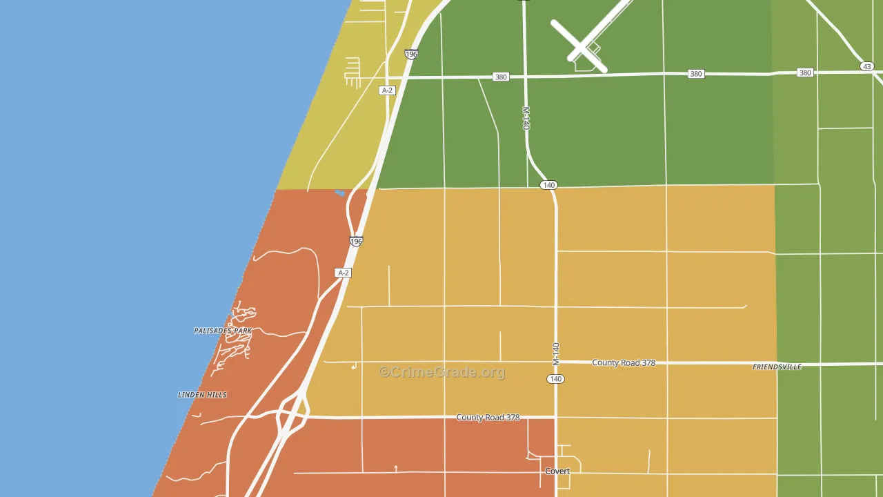 Palisades Park, MI Map of Robbery Rates