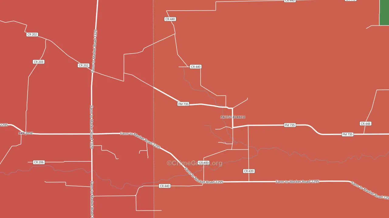 Palito Blanco, TX Map of Robbery Rates
