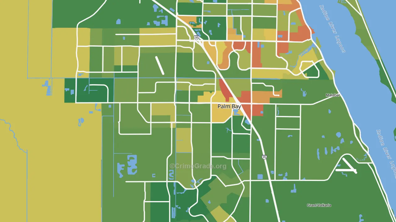 Palm Bay, FL Map of Robbery Rates