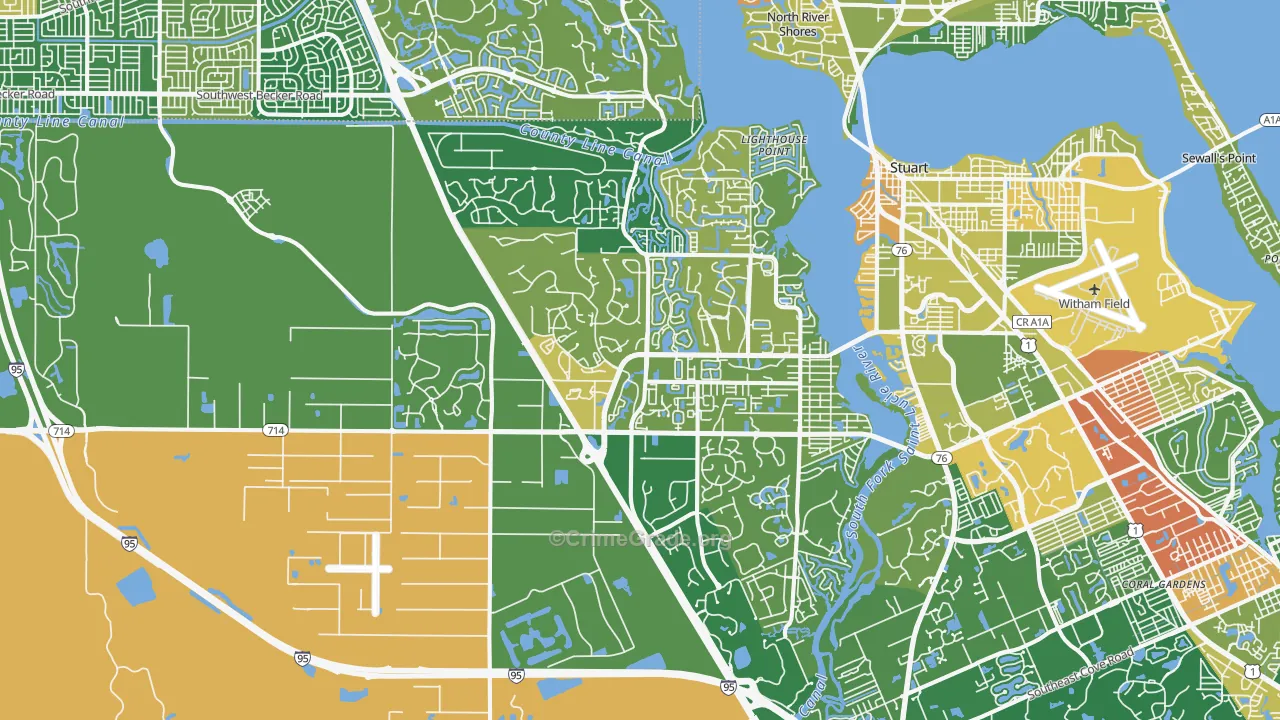 Palm City, FL Map of Robbery Rates