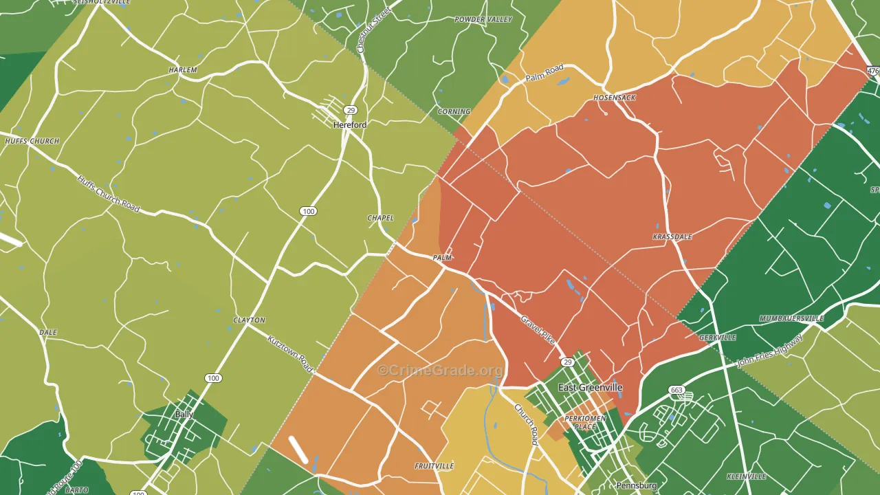 Palm, PA Map of Robbery Rates